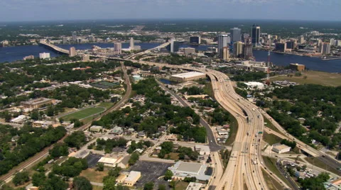 Flight approaching city of Jacksonville, Florida. Shot in 2007. Stock Footage 59491730