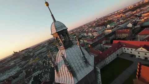 Flight around Basilica of Corpus Christi in Kazimierz district in Cracow, Poland Stock Footage 307863101