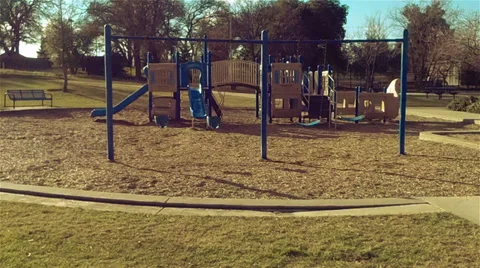 Flight around the children's swing Stock Footage 35728330