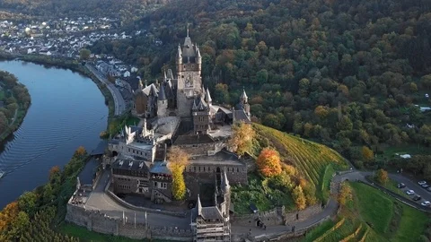 Flight around Cochem castle, Germany Stock Footage 108685680