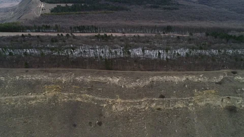 Flight around the flat plateau of the mountain Stock Footage 153439439
