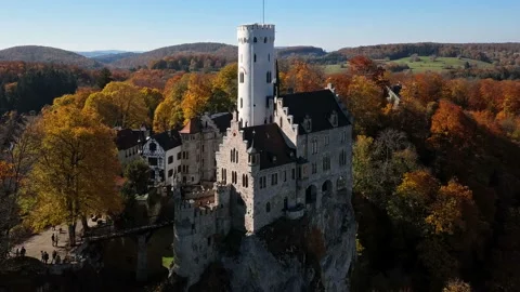 Flight around Lichtenstein Castle, Germany. Stock Footage 89934309