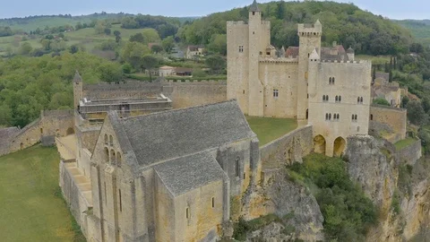 Flight around the medieval Château de Beynac is located in the commune.  Stock Footage 109348237