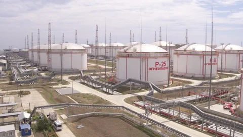 Flight around oil storage 2 스톡 동영상 123699319