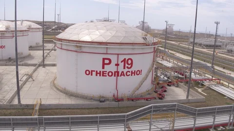 Flight around oil storage Видео 123698281