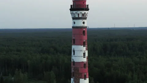 Flight around the Osinovetsky lighthouse Stock Footage 160060117