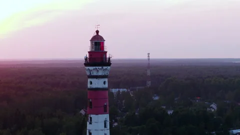 Flight around the Osinovetsky lighthouse Stock Footage 160193057