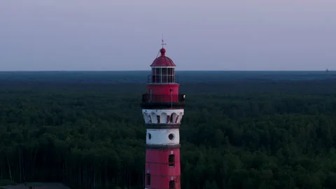 Flight around the Osinovetsky lighthouse Stock Footage 160209925