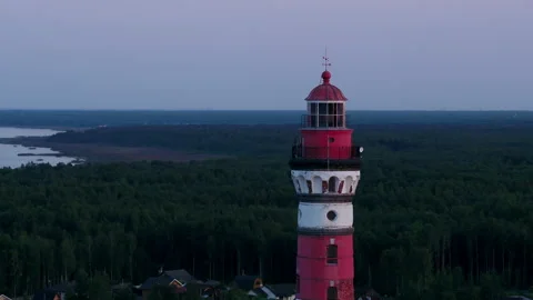 Flight around the Osinovetsky lighthouse Stock Footage 160254434