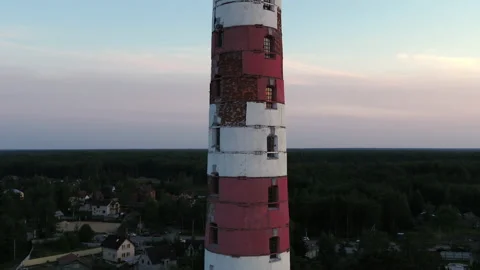 Flight around the Osinovetsky lighthouse Stock Footage 161742200