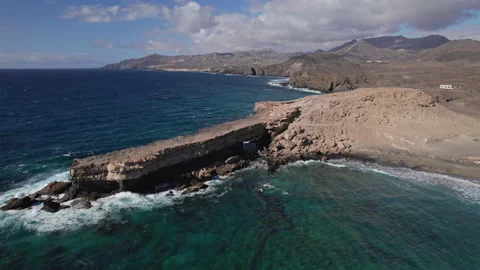 Flight around Punta de Guadalupe, Fuerteventura Video stock 195089169