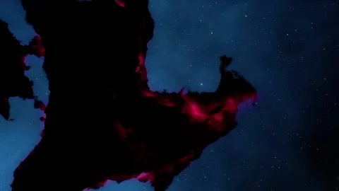 Flight around a red dark nebula in the universe Stock Footage 145390857
