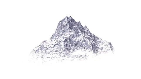 Flight around a snow covered mountain massif - 3d illustration Stock Footage 315731304