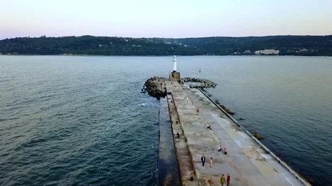 Flight around Varna Loghthouse Video stock 104051352