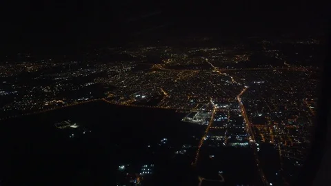 Flight Arrive Athens Greece At Night 1 - Over City Stock Footage 108519841