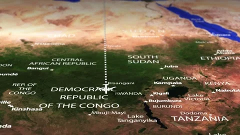 Flight From Athens GREECE to Gaborone BOTSWANA with flag pins Stock Footage 337868328