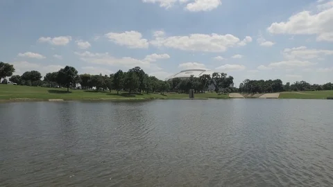 Flight to ATT Stadium Stock Footage 129979400