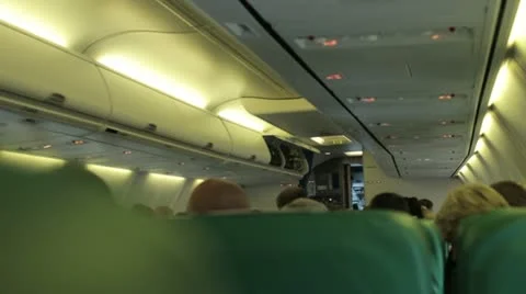 Flight attendant prepare for take off Stock Footage 12379852