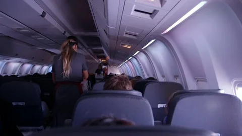 Flight Attendant Serves Passengers Stock Footage 83292981