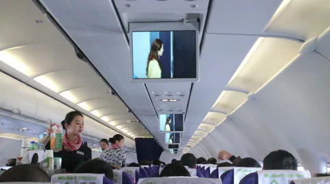 Flight Attendant Services on the Plane. HD Stock Footage 49480213