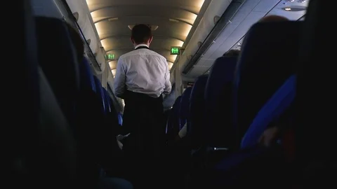 Flight attendants Cabin crew catering service - Full HD. Flight attendant, cabin Stock Footage 91095873