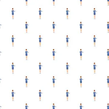 Flight attendants seamless pattern for aviation travel design Stock Illustration