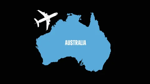 Flight to Australia by plane. cartoon, alpha. 스톡 동영상 133640950