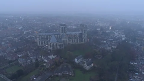 Flight away from York Minster, Drone, Yorkshire Stock Footage 101708858