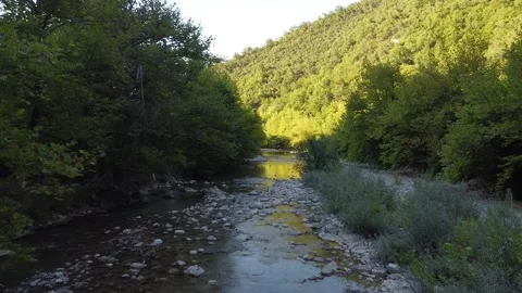 Flight backward over creek Stock Footage 195183080