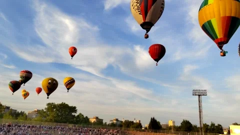 Flight of balloons in the sky Stock Footage 248294278