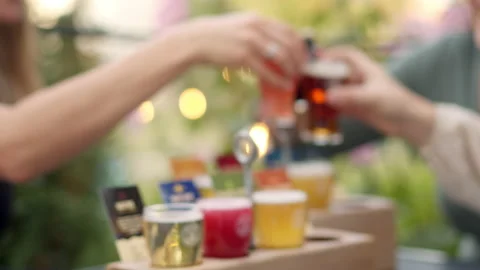 Flight of beer being delivered to table Stock Footage 172209928