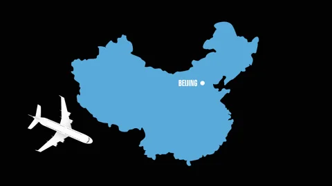 Flight to Beijing by plane. alpha 스톡 동영상 133640955