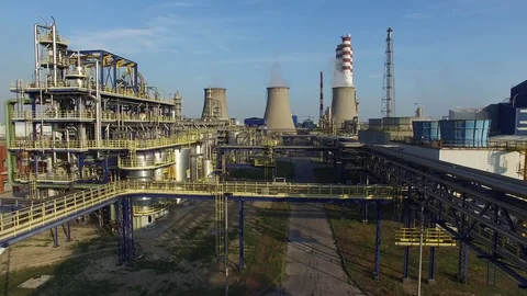 The flight between chemical installations, aerial view Stock Footage 86863007