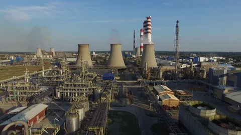 The flight between chemical installations, aerial view Stock Footage 86863165