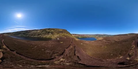 Flight between Lough Bray Upper and lower Stock Footage 344045709