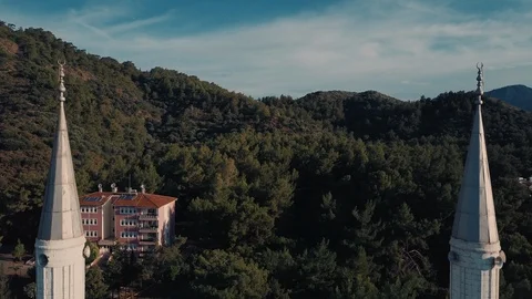 Flight between two minarets of the mosque, Turkey Stock Footage 93191041