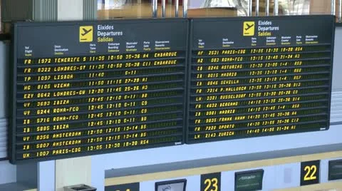 Flight Board Stock Footage 11263256