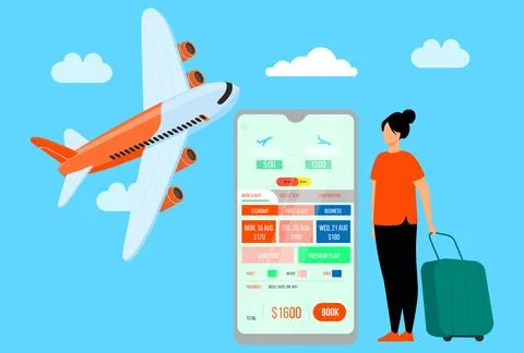Flight Booking Concept Illustration Stock Illustration