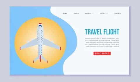 Flight booking vector web template illustration. Online budget travel booking in Stock Illustration