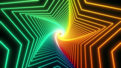 Flight in bright color abstract sci-fi tunnel seamless loop. Futuristic VJ Stock Footage 153145400