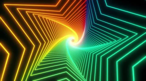 Flight in bright color abstract sci-fi tunnel seamless loop. Futuristic VJ Illustrazione stock