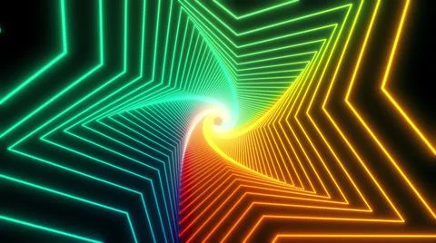 Flight in bright color abstract sci-fi tunnel seamless loop. Futuristic VJ Stock Illustration
