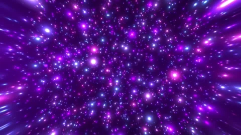 Flight of bright particles of light and dust in space, animation of luminous Stock Footage 292915717