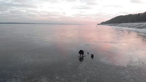 The flight is called a frozen river. Stock-Footage 127674828