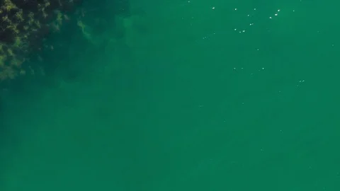 Flight of the camera over the incredible bay with cliffs and a sandy beach Stock Footage 126682300