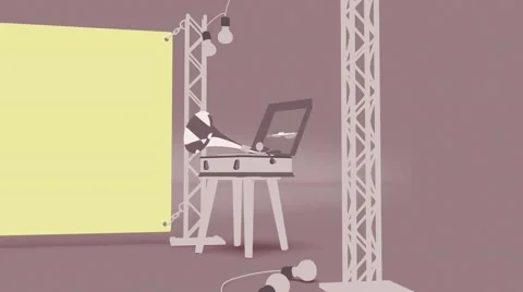 Flight camera on the stage with the music player Billboards Video stock 50483386