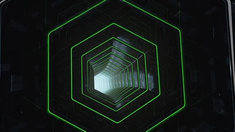 The flight of the camera in a ventilation with blue lights in the style of scifi Stock Footage 75440846