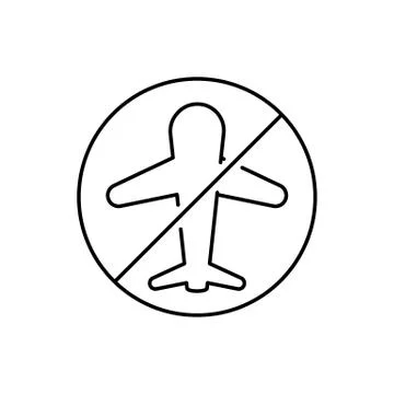 Flight is canceled line icon on white background Stock Illustration