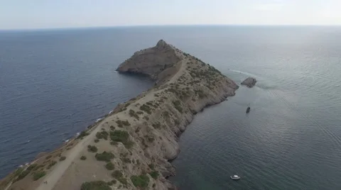 Flight to the Capchik promontory in Crimea Stock Footage 61626476