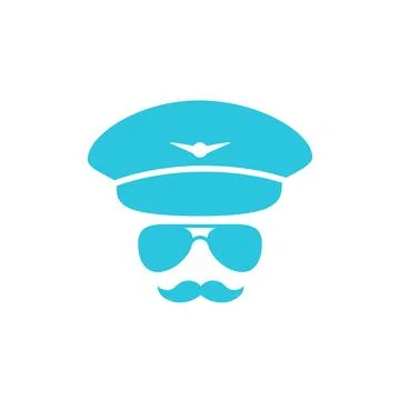 Flight captain pilot avatar, Isolated on white background. From blue icon set Stock Illustration